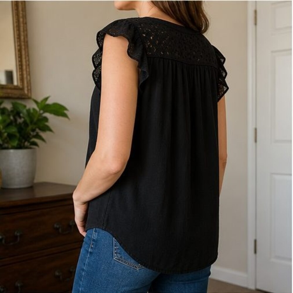 Black Ruffle Blouse - Picture 3 of 6